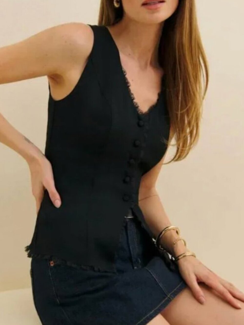 BEST Reformation Skylar Top Sz2 Black Noir Lace French Causal Cocktail Party
